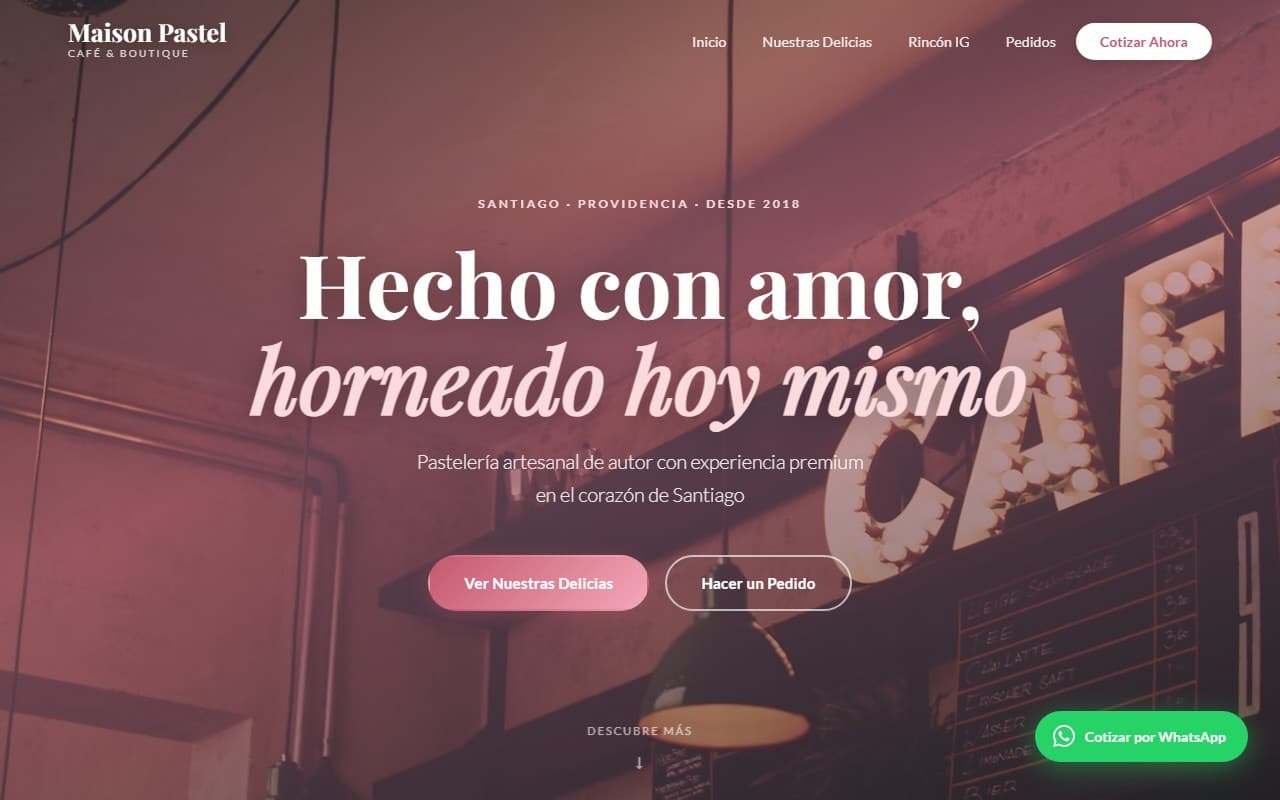 Portada de la demo para Cafetería y pastelería artesanal