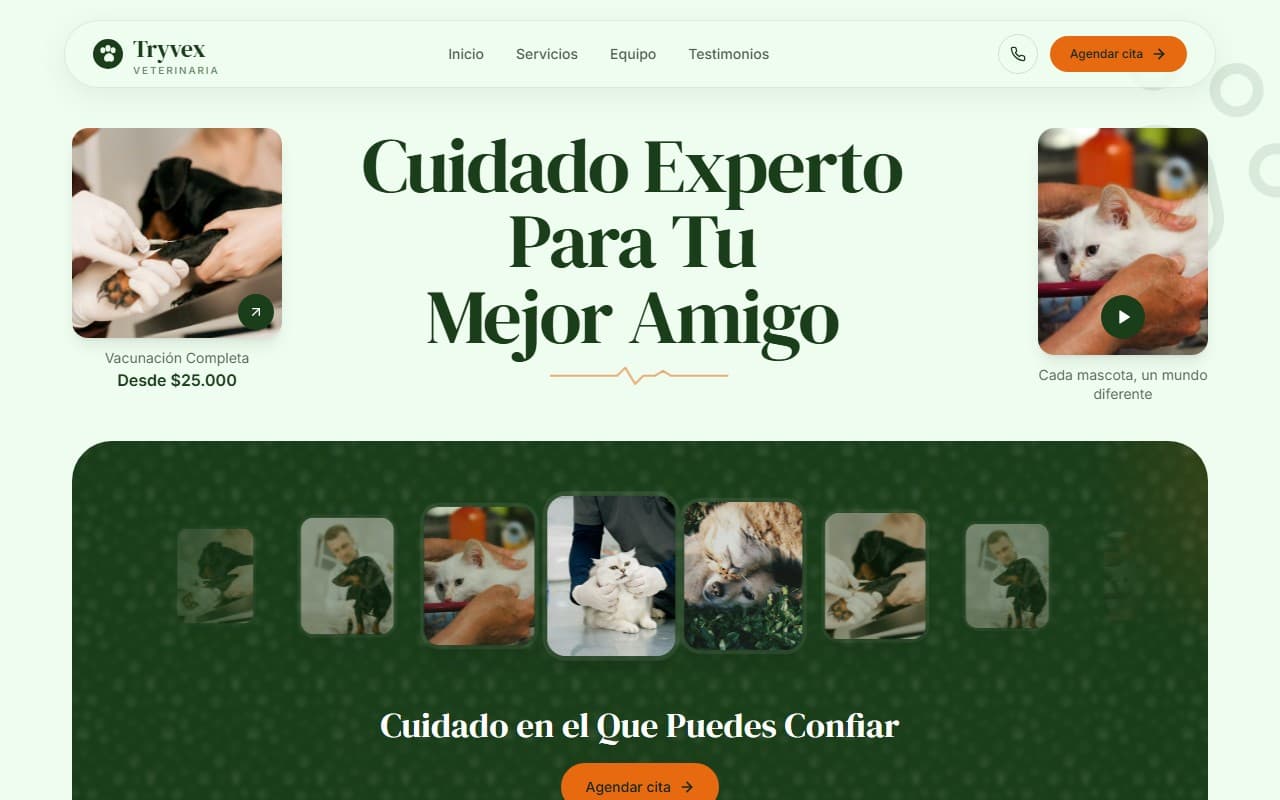 Portada de la demo para Clínica veterinaria